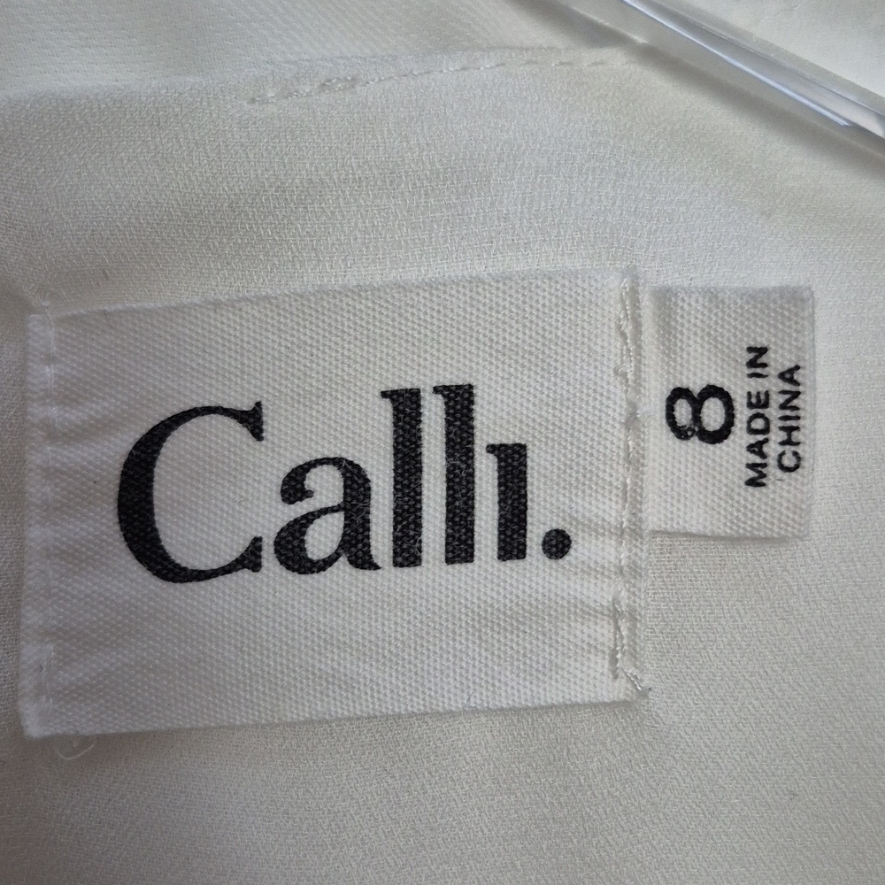 Calli The Label Asta Dress White V-Neck Tennis Prep Dress with Blue Trim, Size 4 - Picture 14 of 16